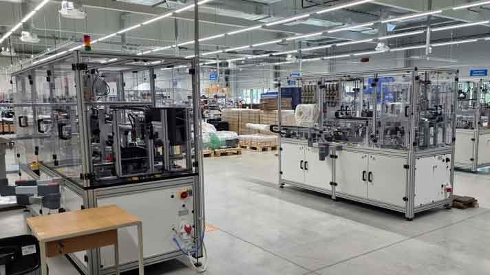 Coil manufacutring line for automotive solenoid valves in installation.