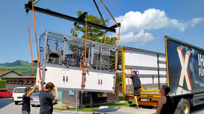 Coil manufacturing line for automotive solenoid valves in installation.